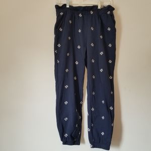 Womens Draper James Bobbie Sweatpants in Navy Embroidered Viola Size M 8 - 10
